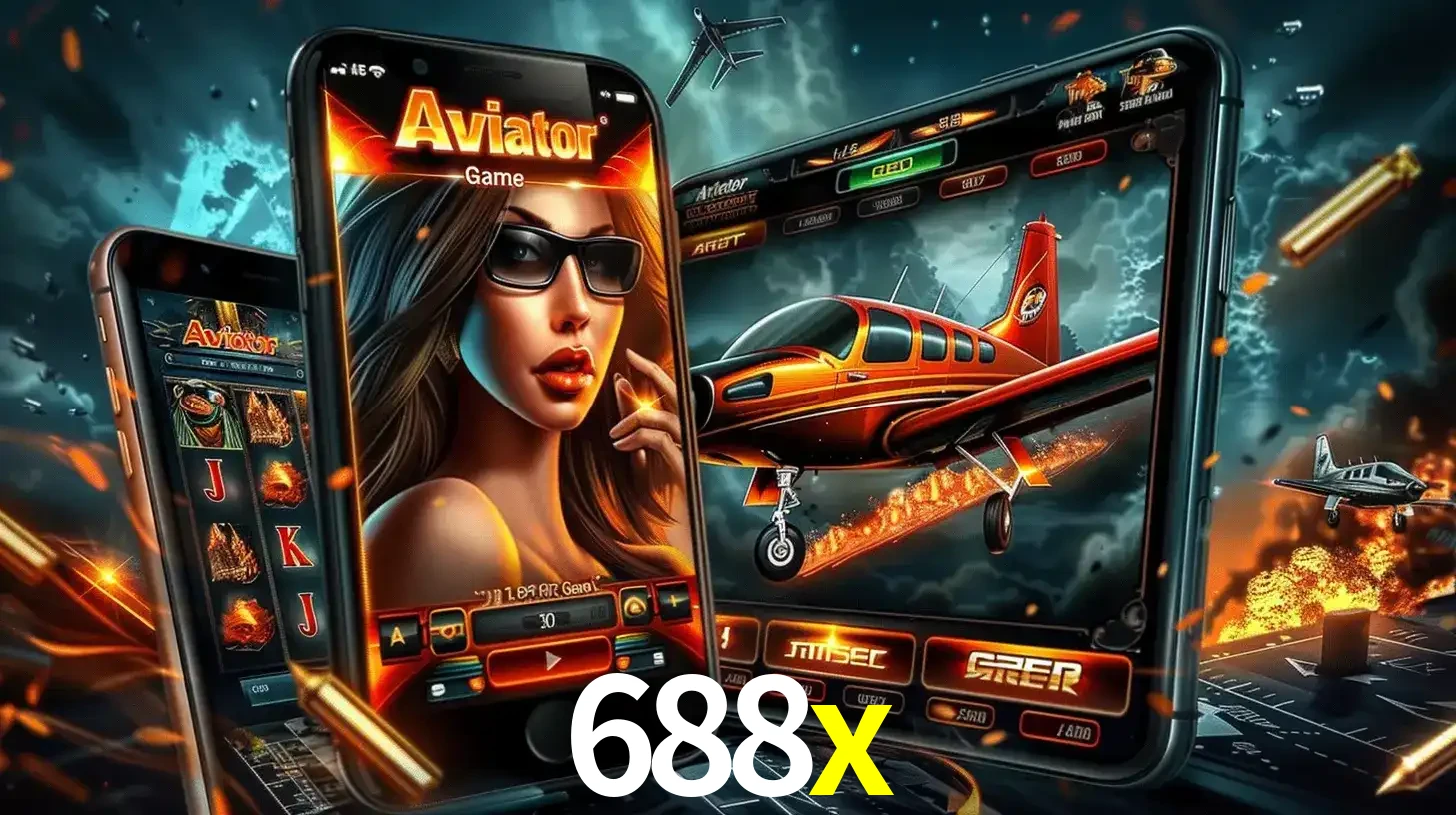 O popular jogo de apostas Aviator exibido em vários celulares e tablets, mostrando a interface emocionante e a ação de voo disponíveis para jogar agora no 688x.