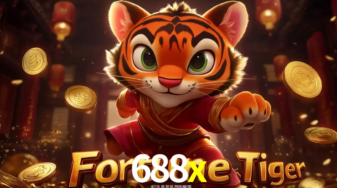 O carismático mascote do jogo de slot Fortune Tiger, um tigre fofo em pose de artes marciais, pronto para trazer sorte e multiplicadores de ganhos no cassino online 688x.